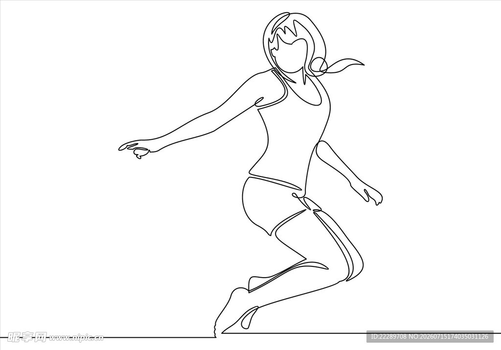 跳跃的女性线条画