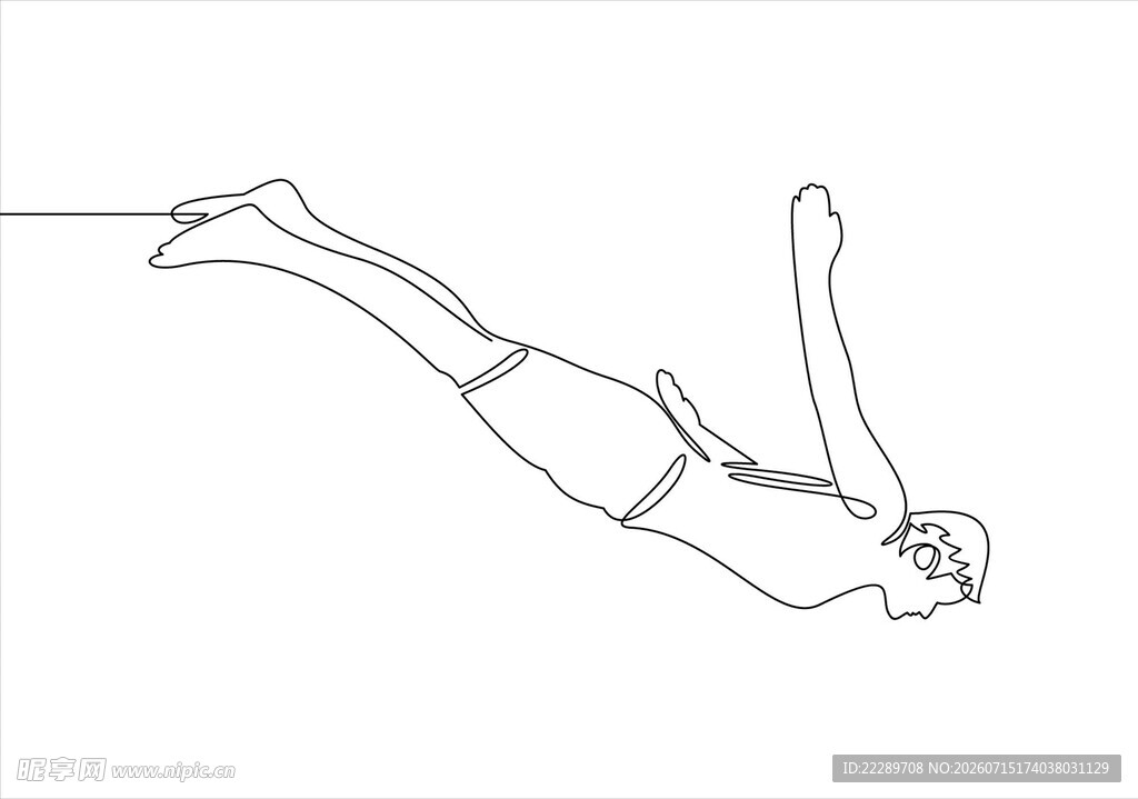 男子跳水瞬间线条图