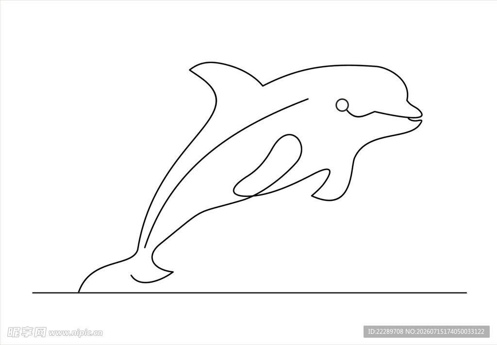 跳跃的海豚线条画