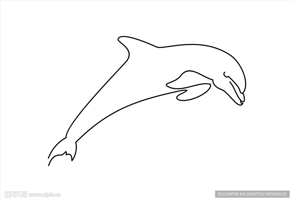 跳跃的海豚线条插画