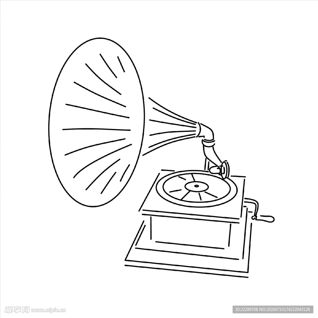 复古留声机线条图