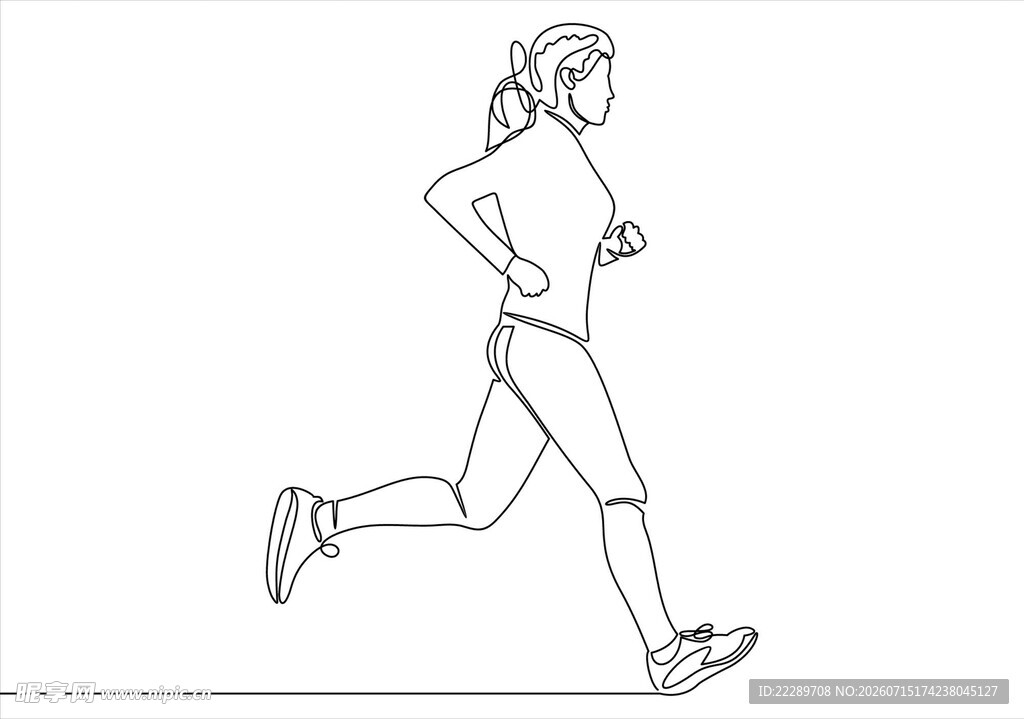 女性跑步动态线条图