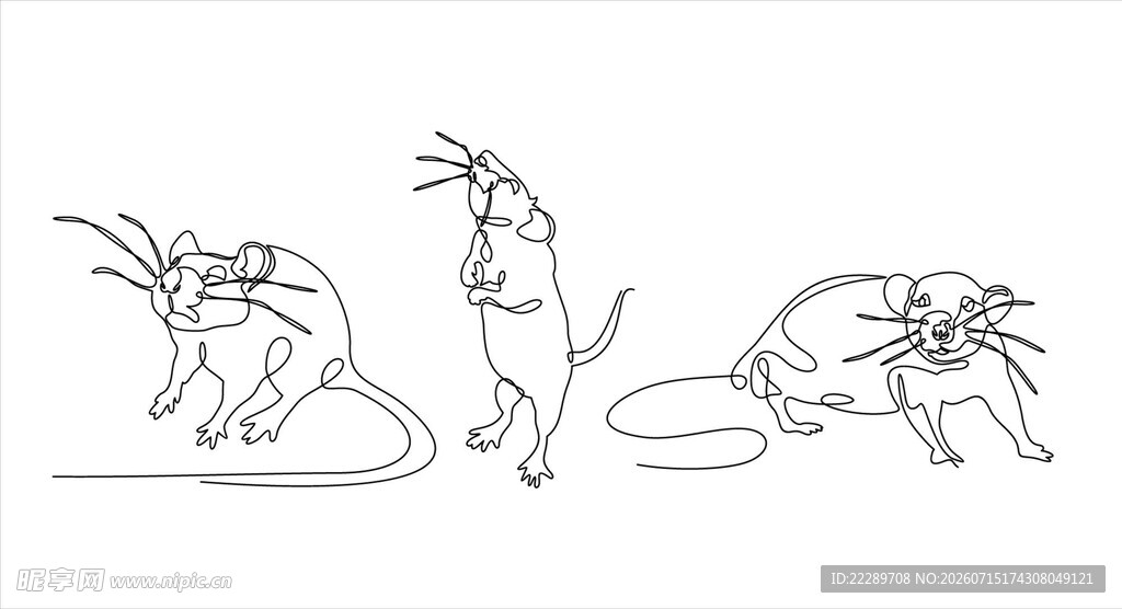 三只动态老鼠线稿图