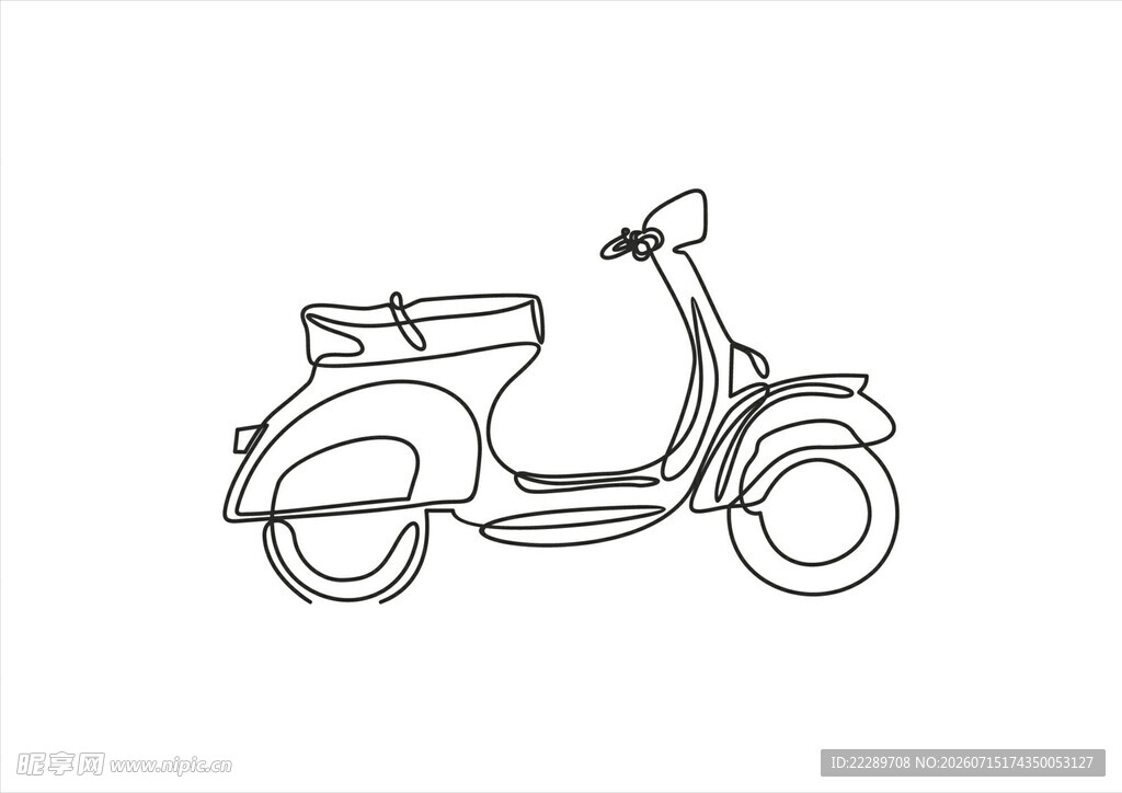 简约线条勾勒的复古摩托车