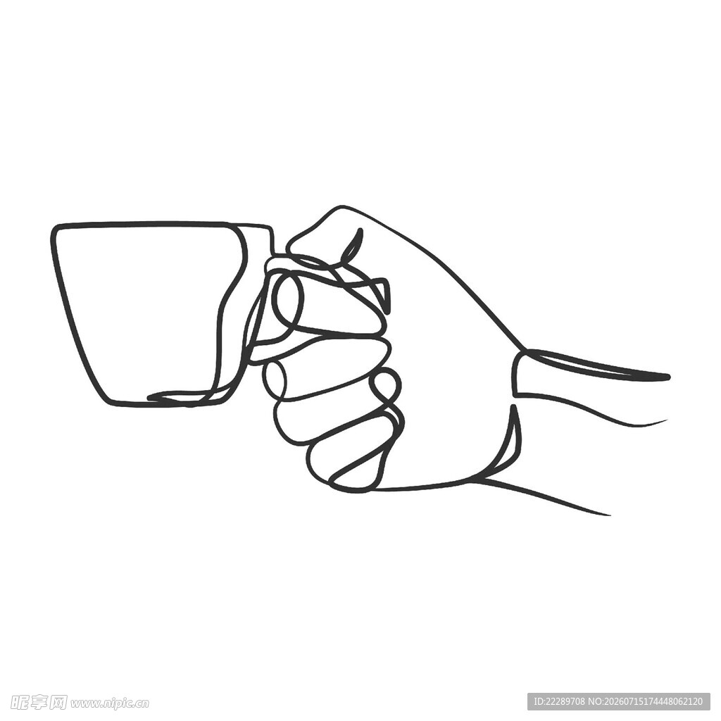 手握咖啡杯的手部简笔画
