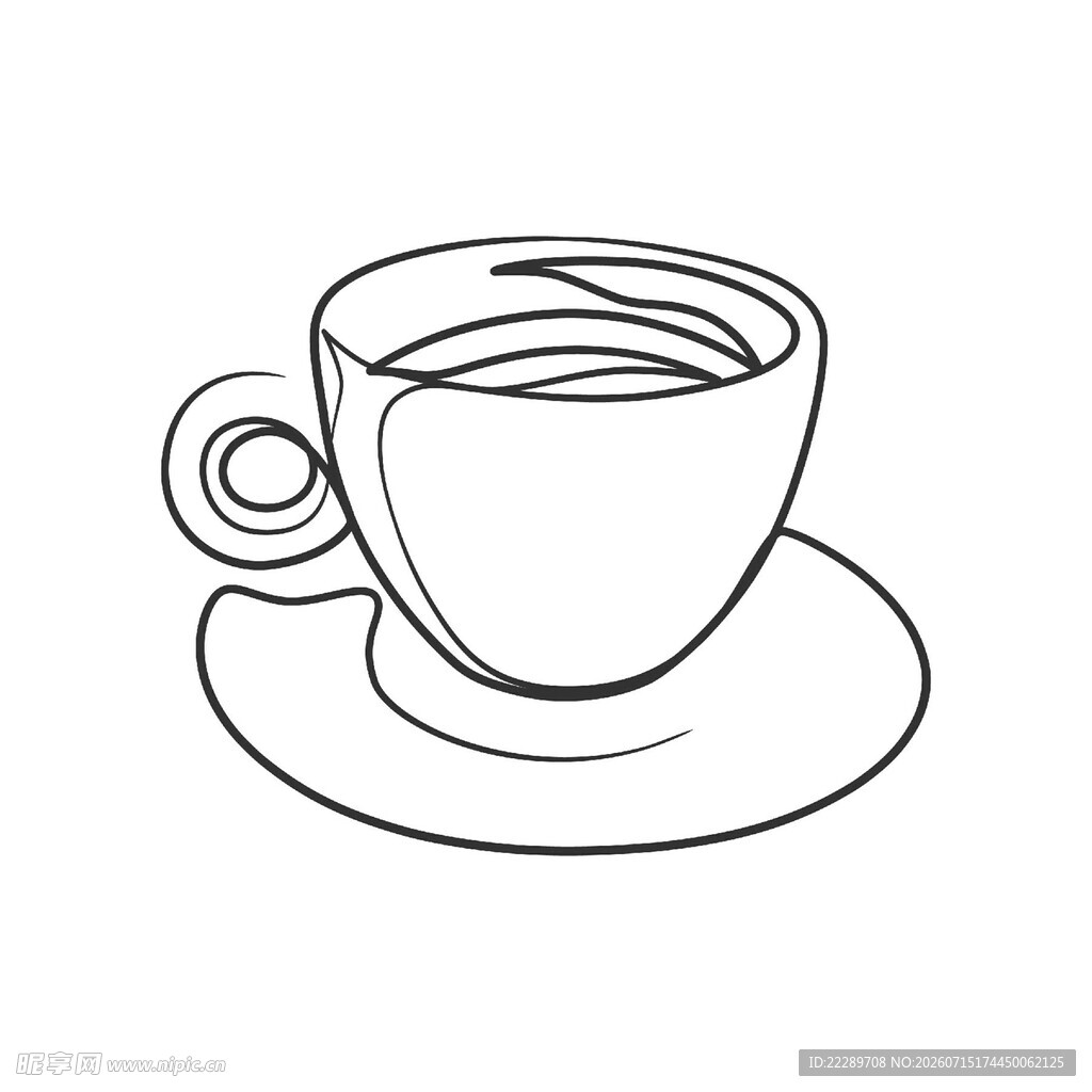 简约线条咖啡杯插画