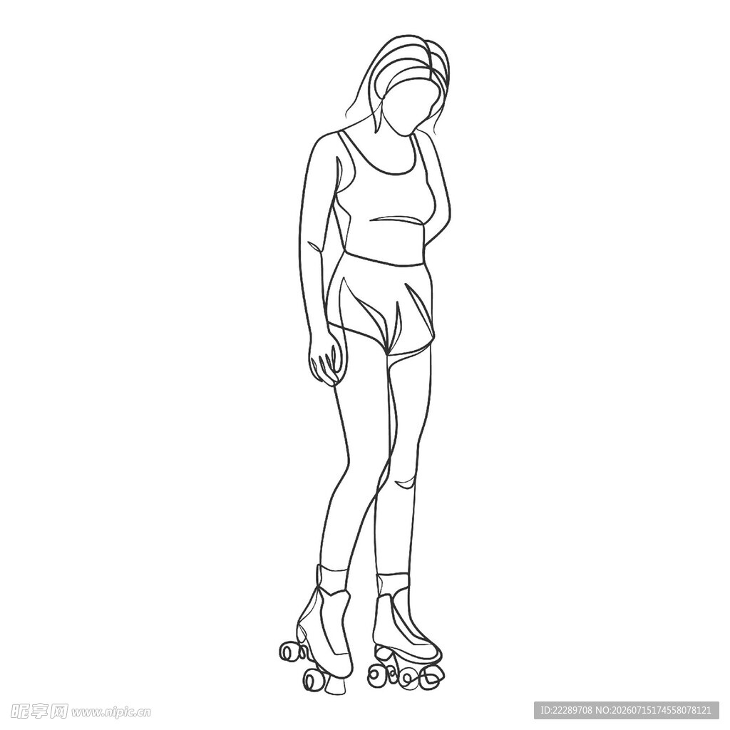 女子轮滑姿态线条图