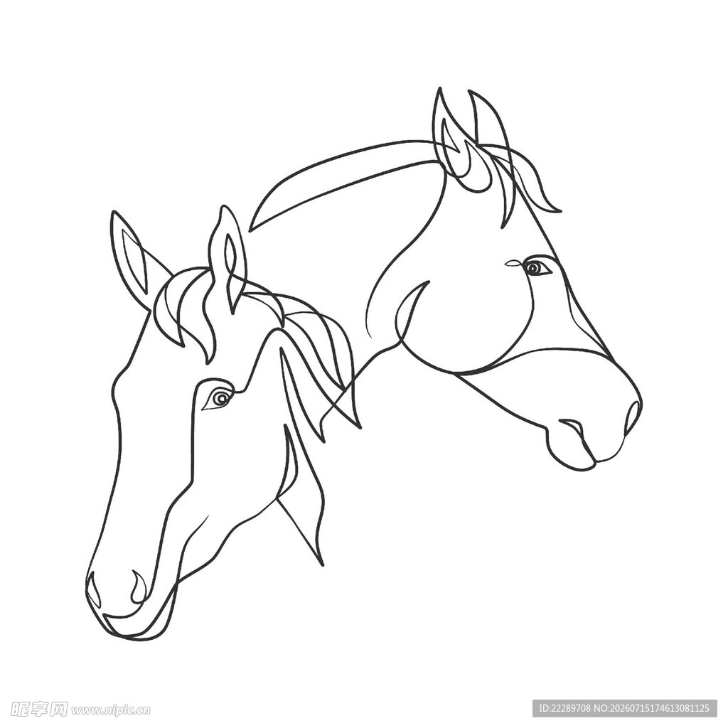 双马头线条艺术插画