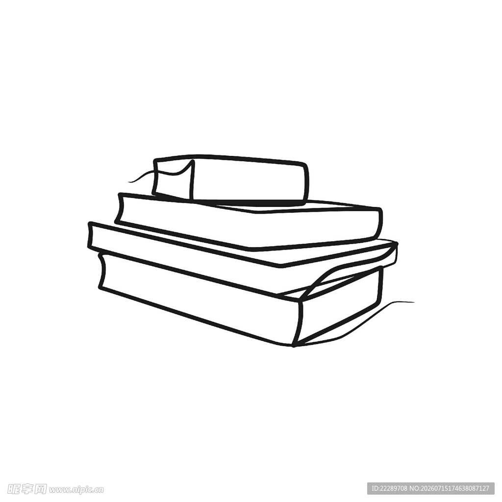 堆叠书籍简笔画