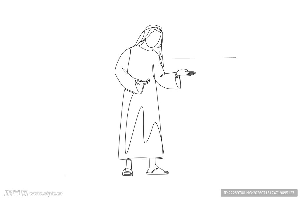 长袍人物手势动作线稿