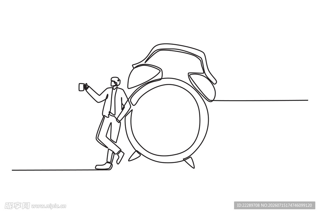 小人奋力推超大闹钟