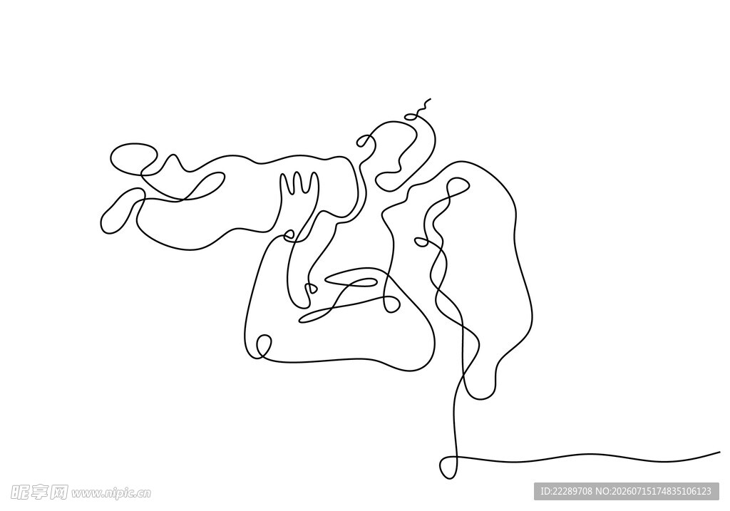 情侣亲密依偎单线条插画
