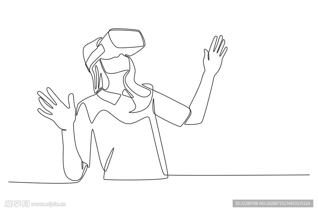 体验VR的人物简笔画