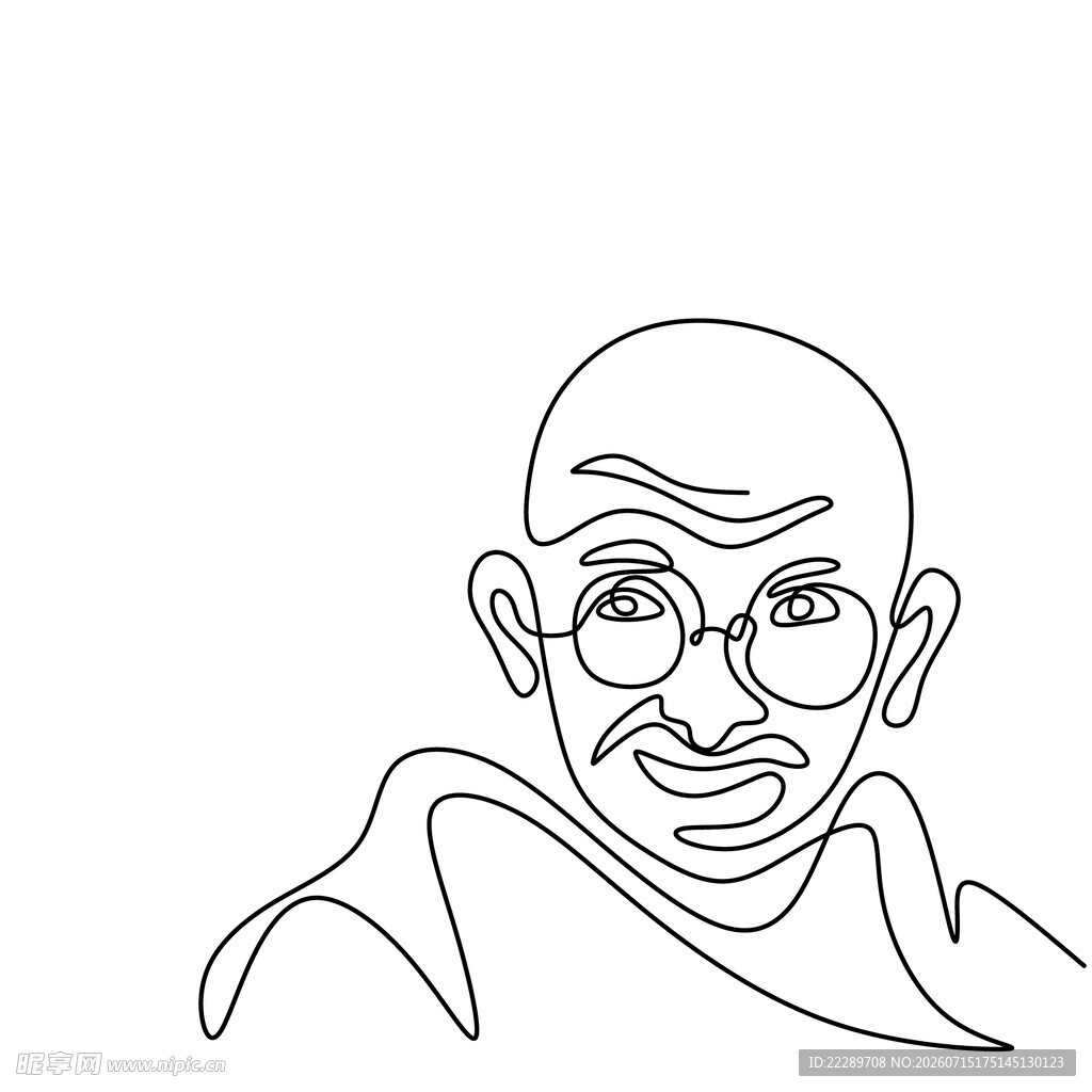 戴眼镜的光头人物线条画