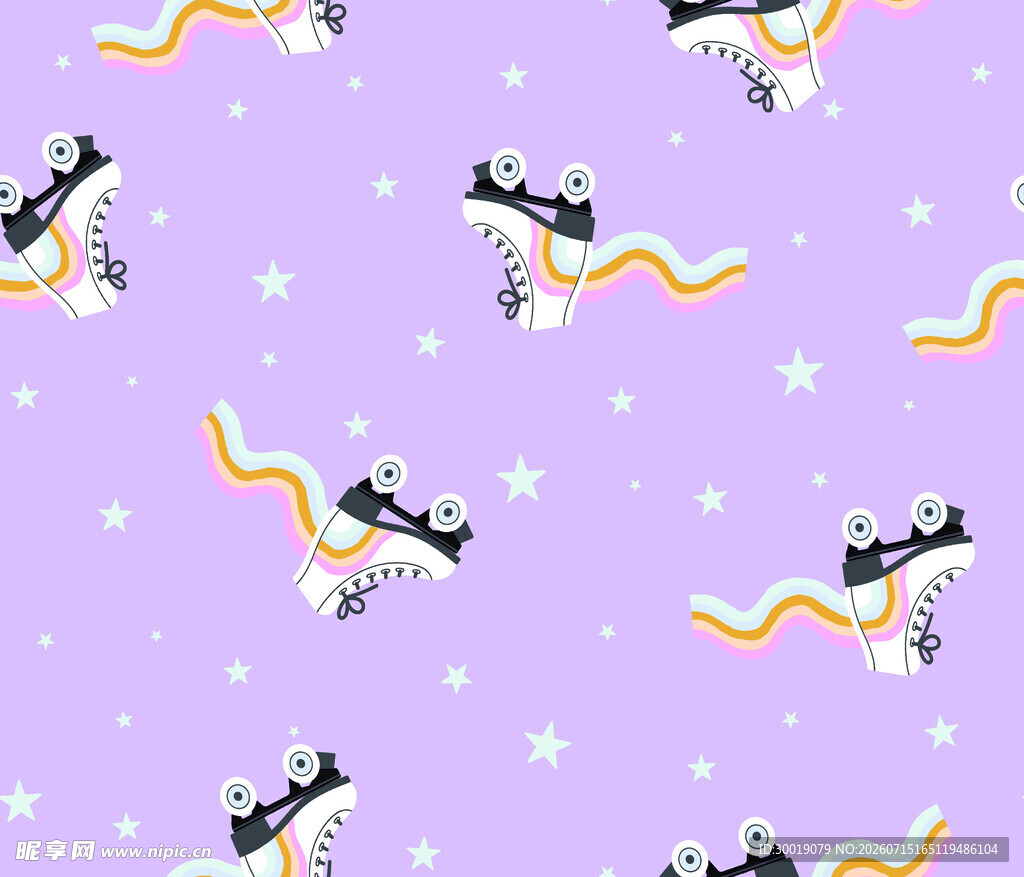 紫色背景独角兽星星图案
