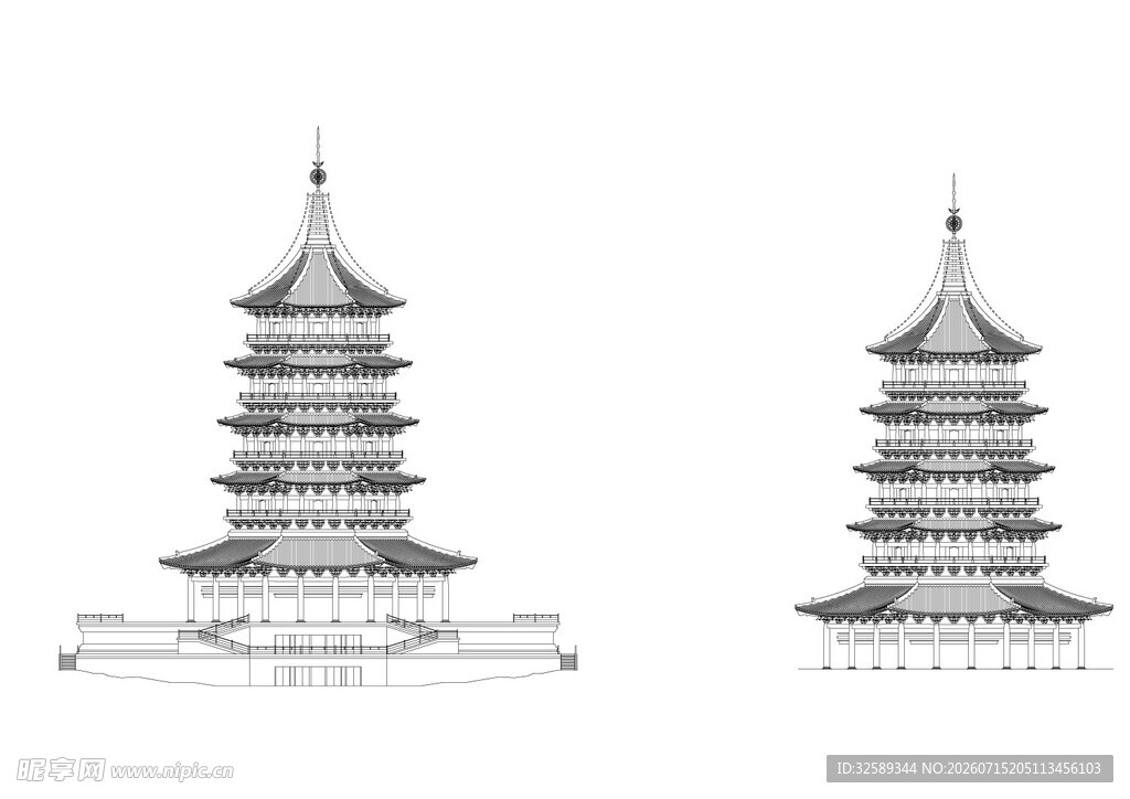 古塔建筑设计图展示