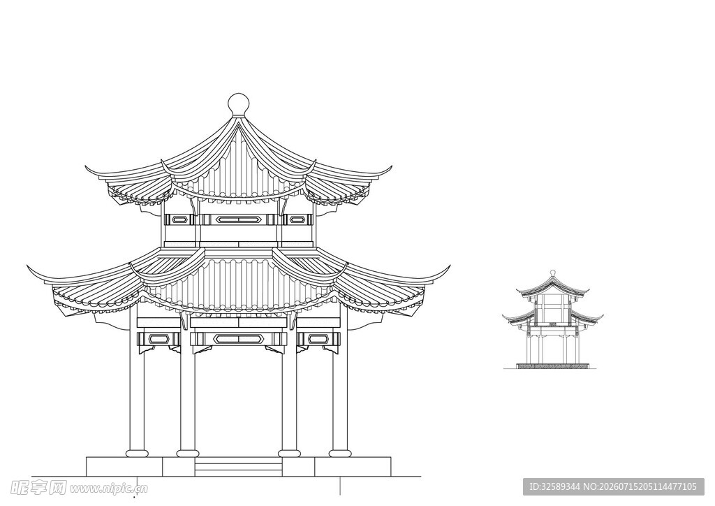 中式亭子建筑设计图