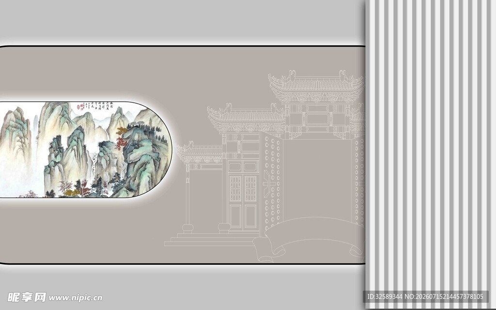 中式古典窗景装饰画