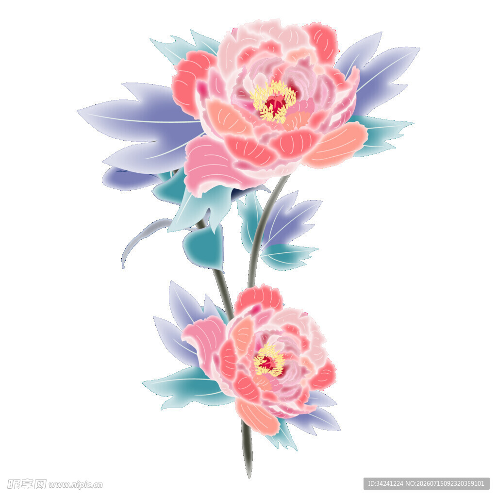 手绘粉色花卉图案设计