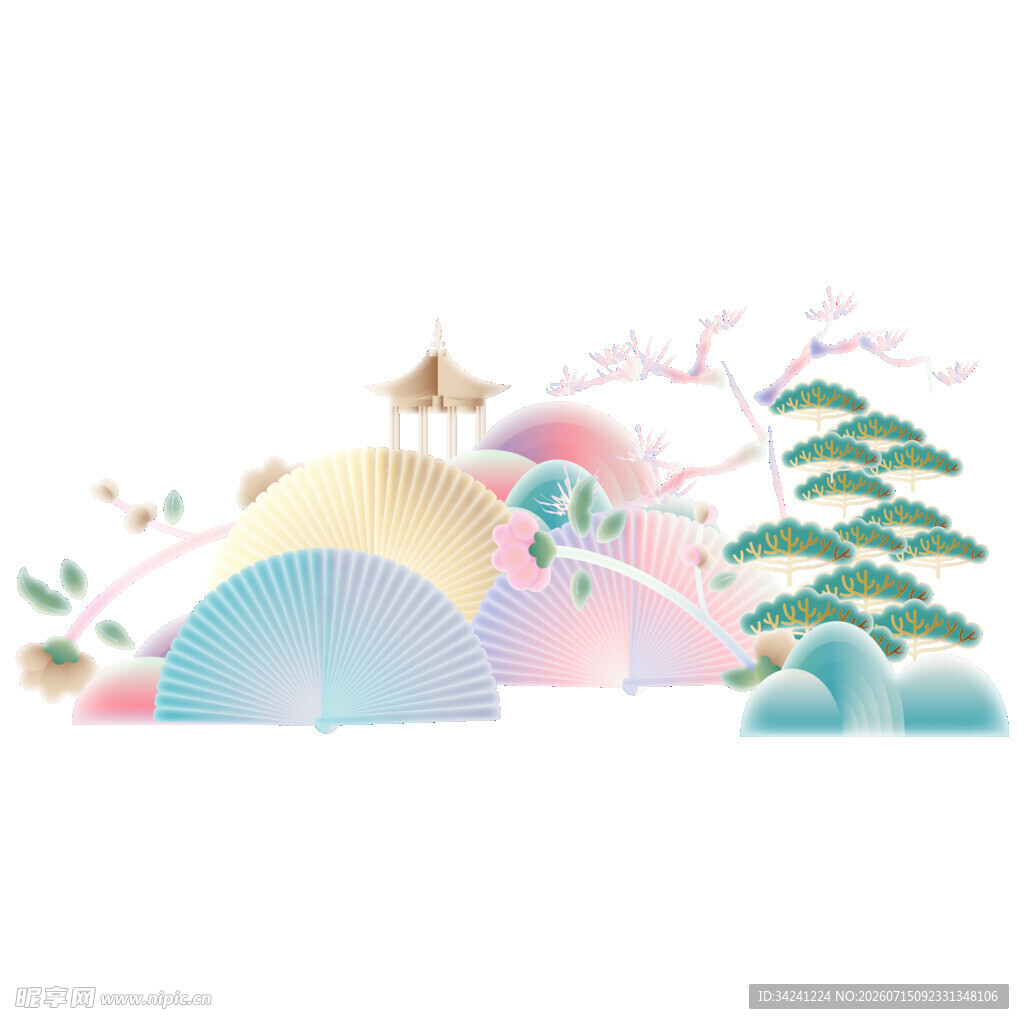 梦幻国风场景插画