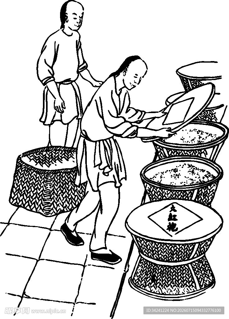 古代工匠劳作场景