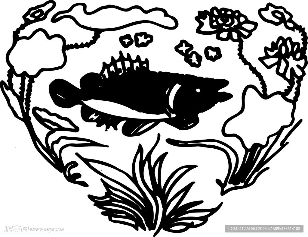 手绘海洋生物图案