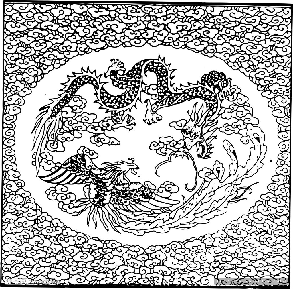 传统双龙戏珠图案