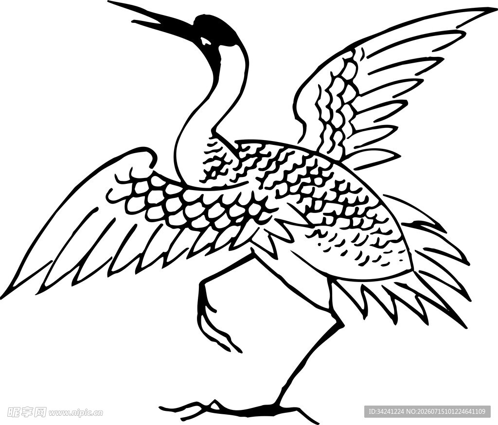 展翅仙鹤图案