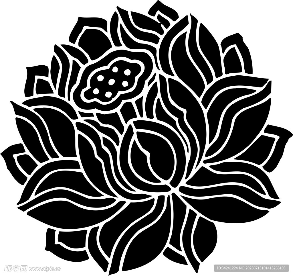 黑白莲花图案