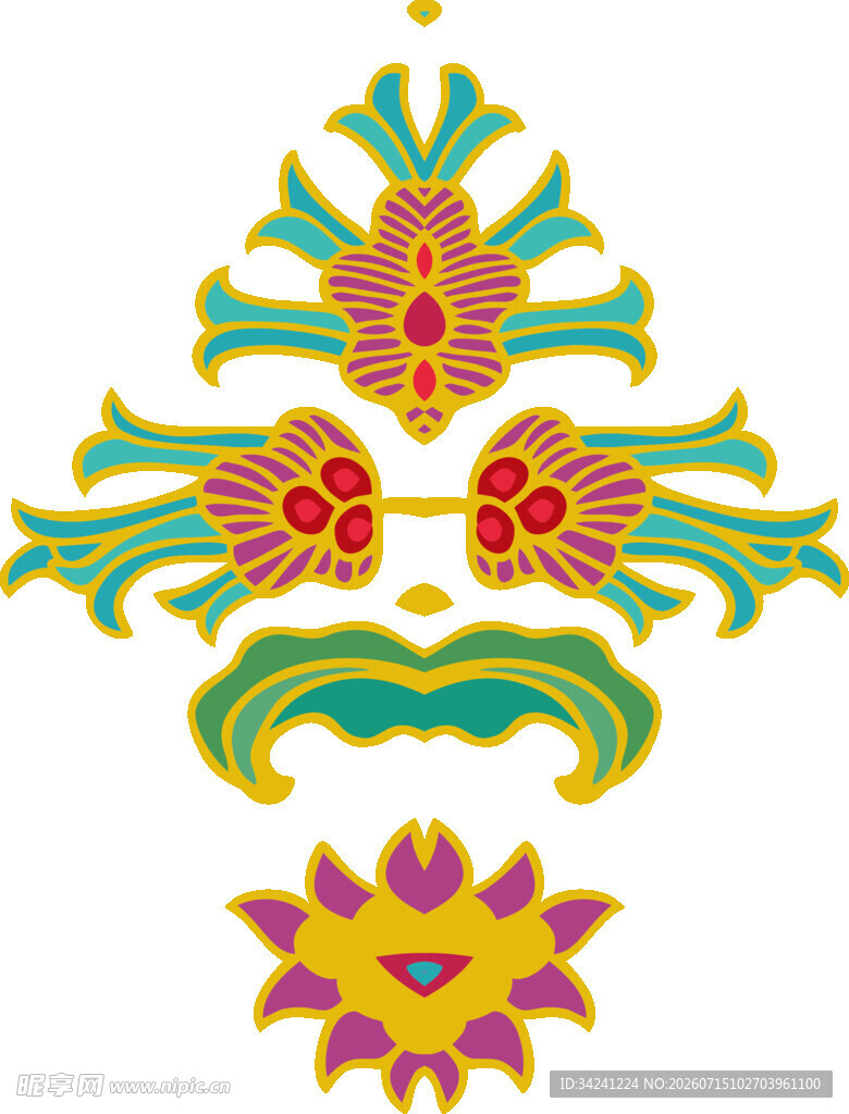 传统中式花卉装饰图案
