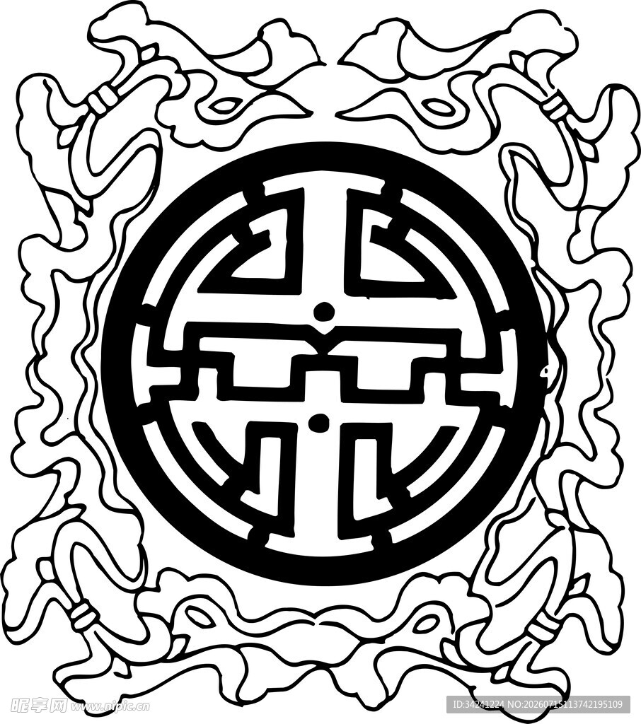 中式传统寿字纹装饰图案