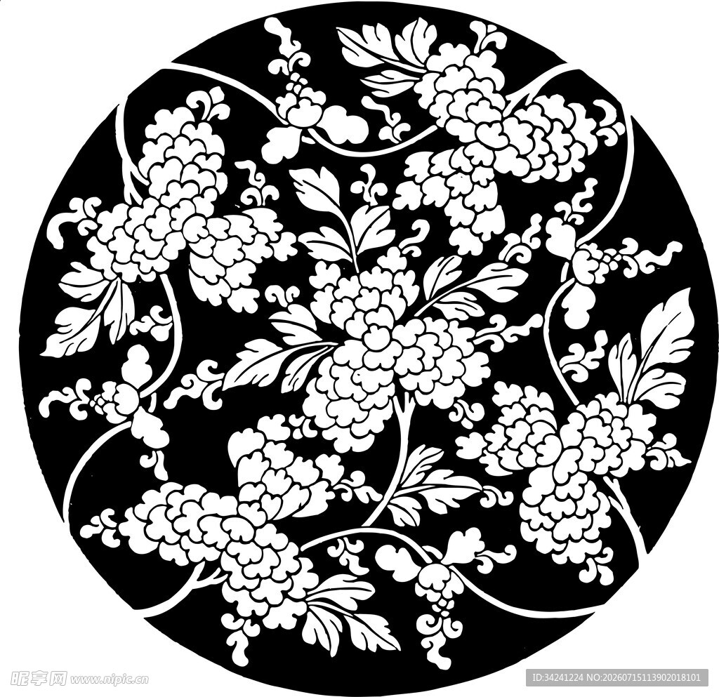 圆形葡萄花卉图案设计
