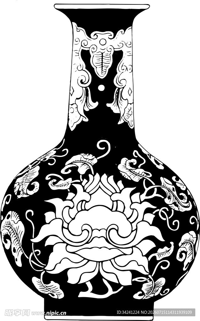 中式花纹宝瓶