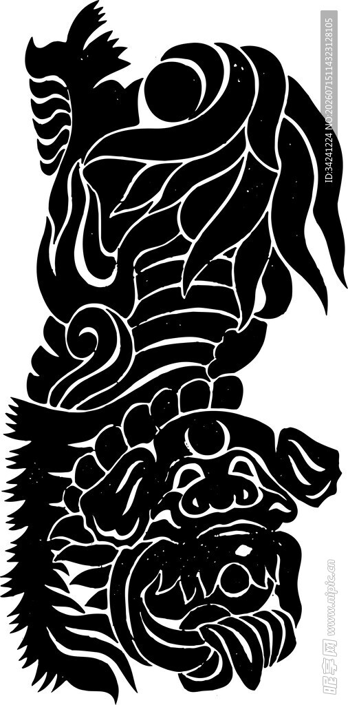 传统图腾鹰与兽形雕刻图案