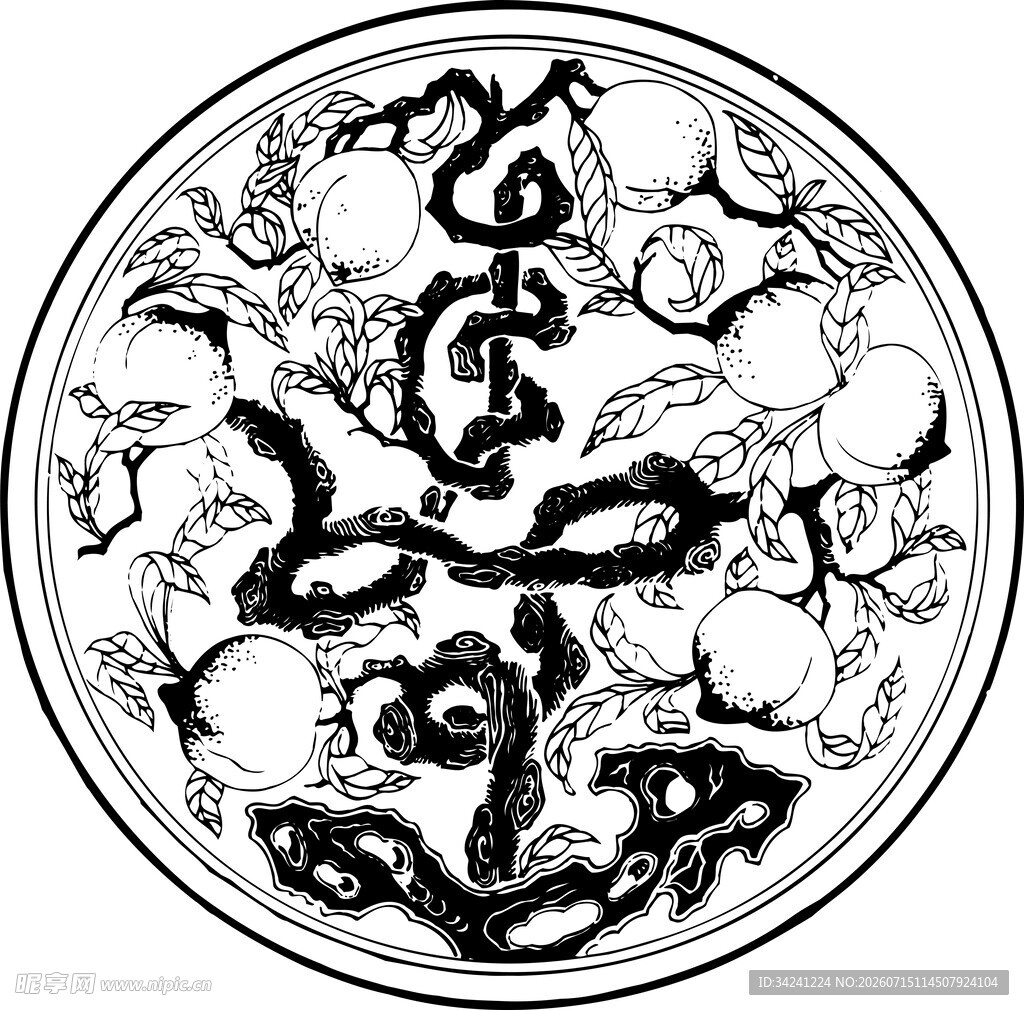 圆形传统吉祥纹饰图案