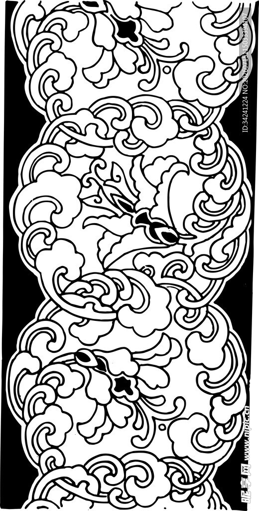 传统黑白花纹图案设计
