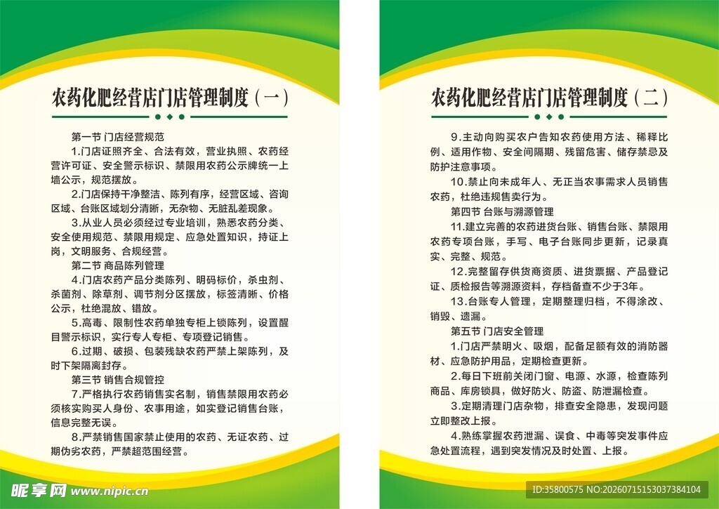 农药化肥经营店门店管理制度