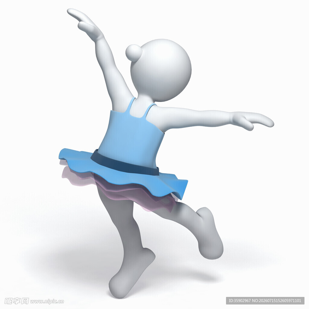 跳舞的3D卡通芭蕾小人