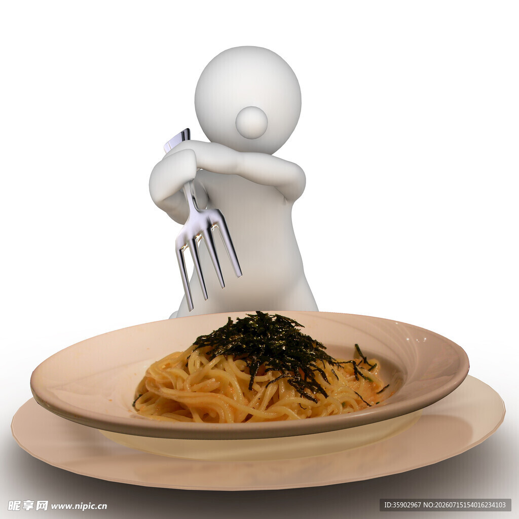 小人享用美味意大利面