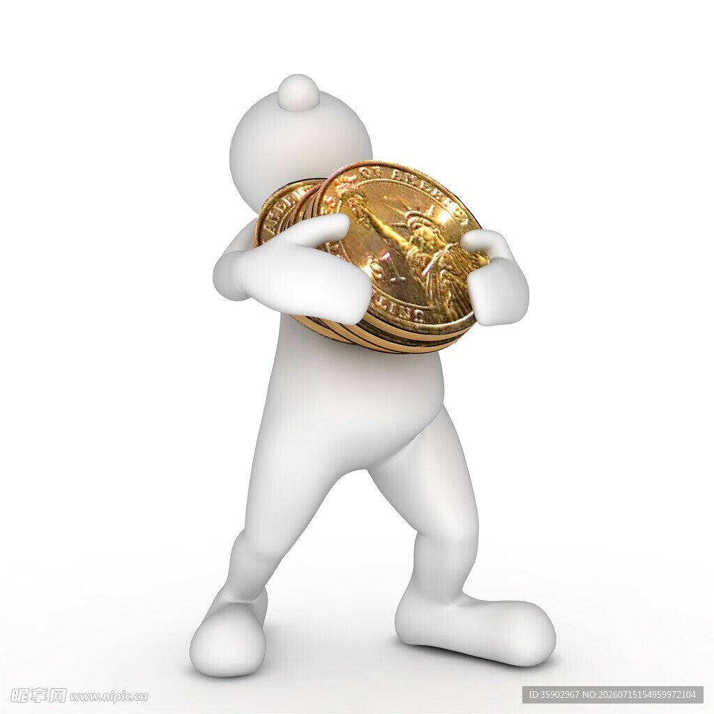小人抱金币