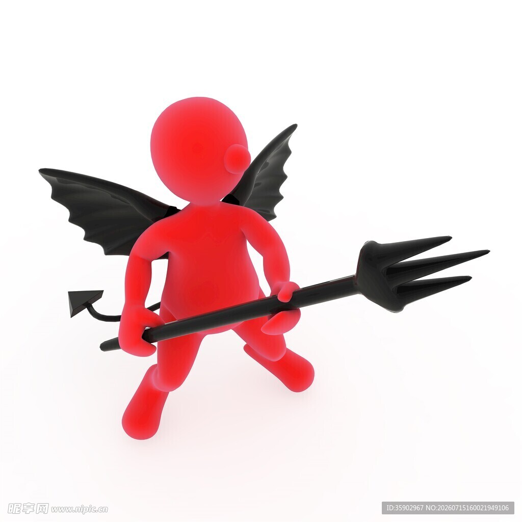 红色小恶魔持三叉戟形象