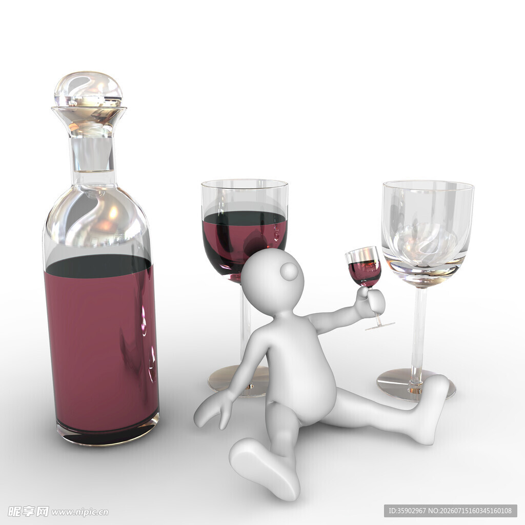 小人惬意享受红酒时光