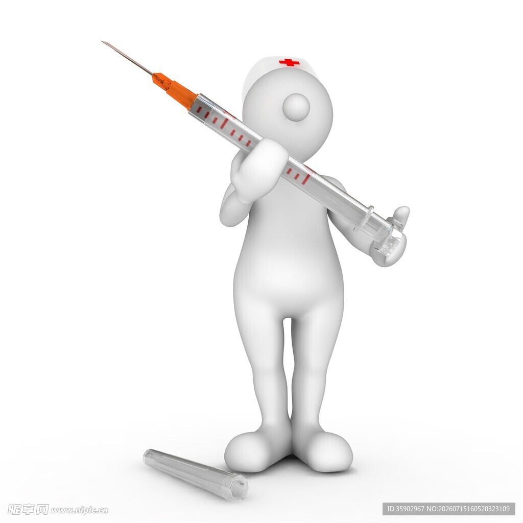小人手持注射器准备注射