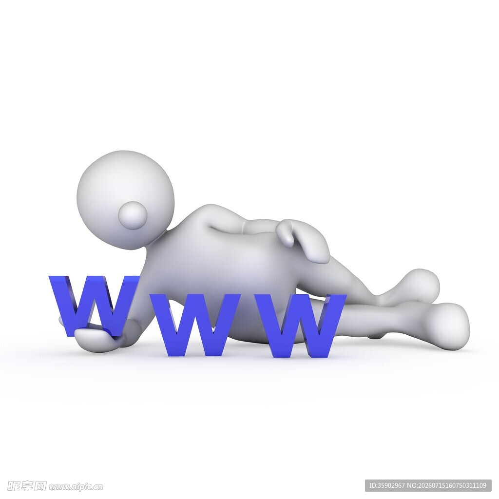 小人倚靠在www字符上