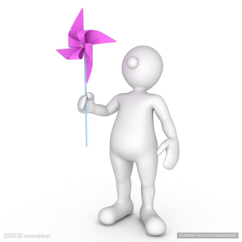 手持风车的3D小人