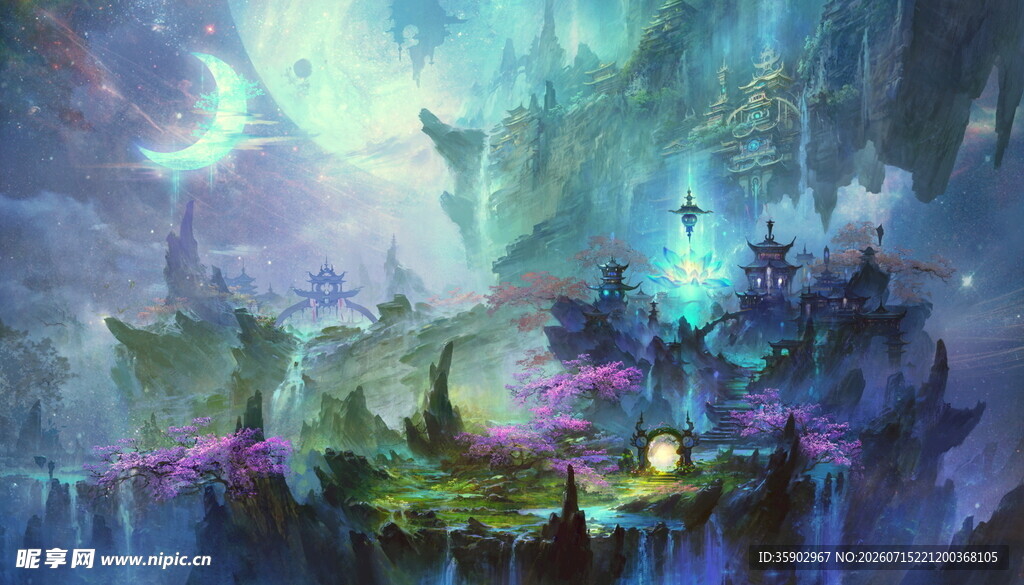 梦幻奇幻魔法世界景观
