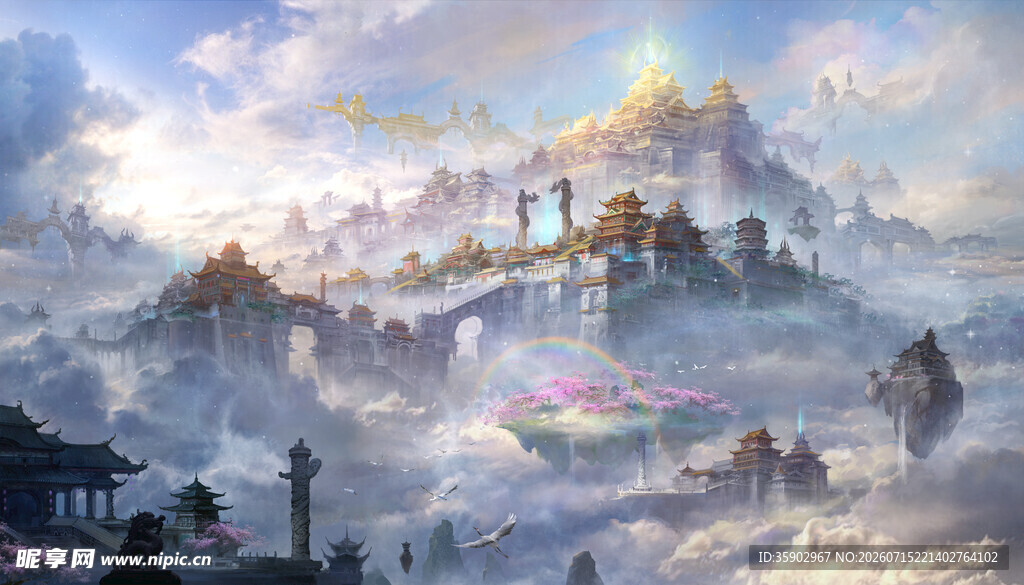 梦幻云端中的奇幻城堡