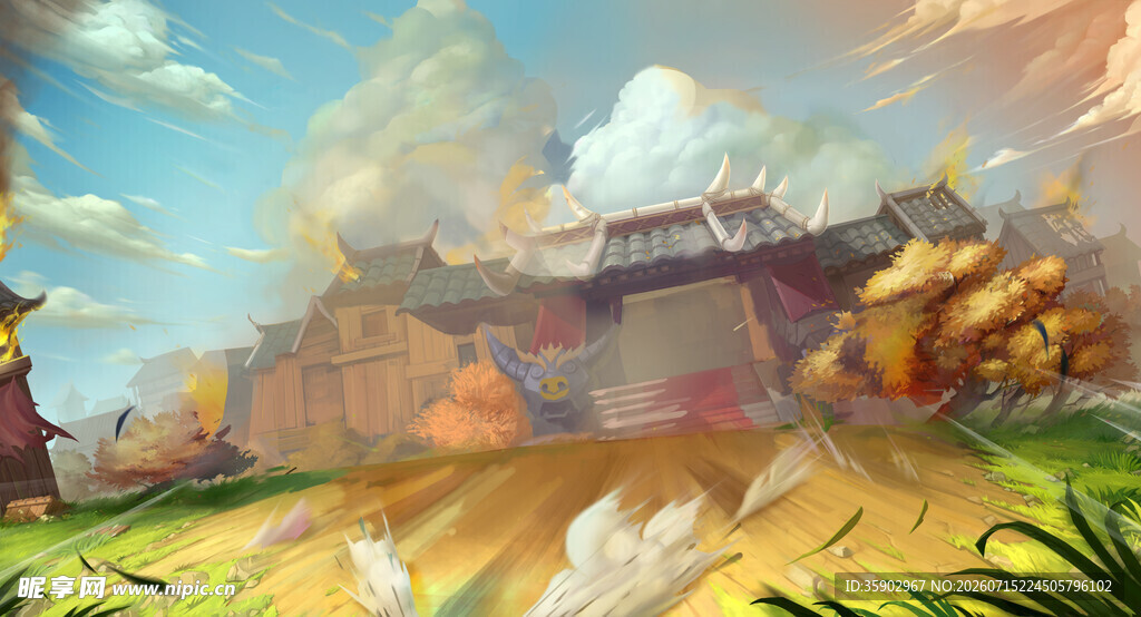 奇幻城堡旁的绚烂风景