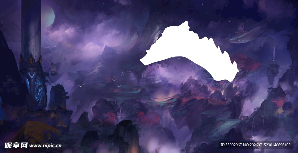 奇幻云雾中的神秘山峰