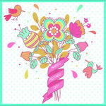 缤纷手绘花束插画